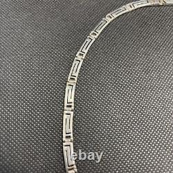 Vintage Greek Geometric Choker Necklace in Solid 925 Silver