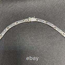 Vintage Greek Geometric Choker Necklace in Solid 925 Silver