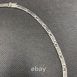 Vintage Greek Geometric Choker Necklace in Solid 925 Silver