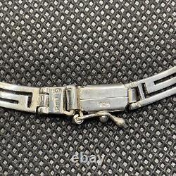 Vintage Greek Geometric Choker Necklace in Solid 925 Silver