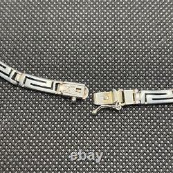 Vintage Greek Geometric Choker Necklace in Solid 925 Silver