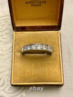 Vintage Half-Tour Ring in Solid Silver, White Topaz