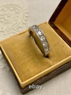 Vintage Half-Tour Ring in Solid Silver, White Topaz