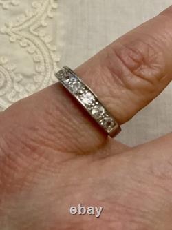 Vintage Half-Tour Ring in Solid Silver, White Topaz