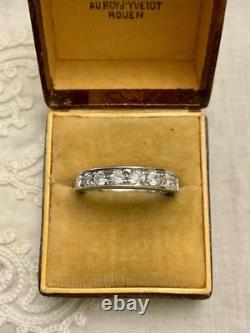 Vintage Half-Tour Ring in Solid Silver, White Topaz