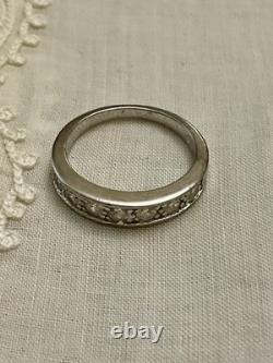 Vintage Half-Tour Ring in Solid Silver, White Topaz