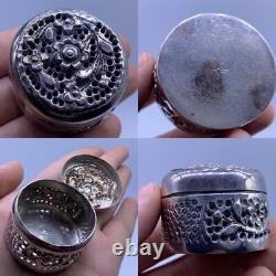 Vintage Indian Secret Box in Solid Silver with Pictorial Scenes