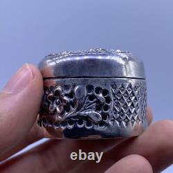Vintage Indian Secret Box in Solid Silver with Pictorial Scenes