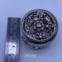 Vintage Indian Secret Box in Solid Silver with Pictorial Scenes