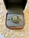 Vintage Modernist Solid Silver Ring With Gold, Emerald & Aquamarines