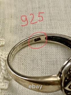 Vintage Ring Beautiful Sapphire, White Topaz, and Solid Silver