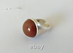 Vintage Scandinavian Modernist Ring Otteren Solid Silver Agate