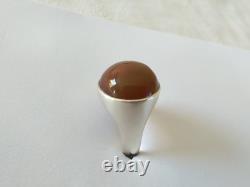 Vintage Scandinavian Modernist Ring Otteren Solid Silver Agate