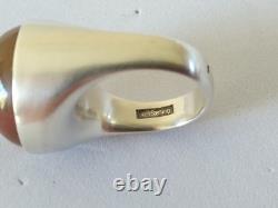 Vintage Scandinavian Modernist Ring Otteren Solid Silver Agate