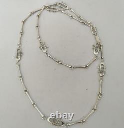 Vintage Silver Necklace Sautoir O. P. Orlandini Modernist 1960s 1970s Rare