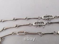 Vintage Silver Necklace Sautoir O. P. Orlandini Modernist 1960s 1970s Rare