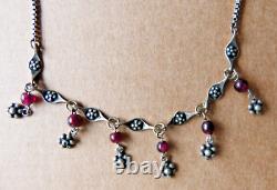 Vintage Silver Necklace with Purple Stones
