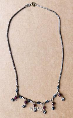 Vintage Silver Necklace with Purple Stones