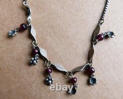 Vintage Silver Necklace with Purple Stones