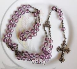 Vintage Silver Rosary with Sacred Heart Religious Cross