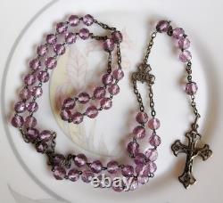 Vintage Silver Rosary with Sacred Heart Religious Cross