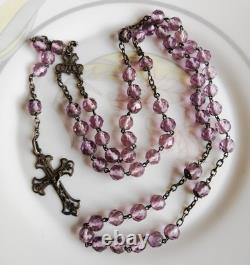 Vintage Silver Rosary with Sacred Heart Religious Cross