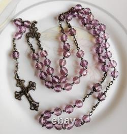 Vintage Silver Rosary with Sacred Heart Religious Cross