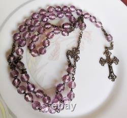 Vintage Silver Rosary with Sacred Heart Religious Cross