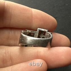 Vintage Solid 925 Silver Bangle Wedding Ring Designer Tank Art Deco