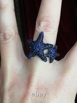 'Vintage Solid Silver 925 Ring with Tanzanite Stones, New Creator'