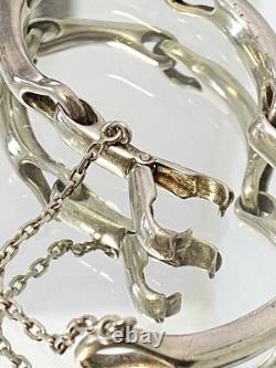 Vintage Solid Silver Bracelet Lapland Links and Bone-Shaped 30g (1940)
