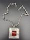 Vintage Solid Silver Chain Necklace With Agate Stone, Brutalist Modernist, 81 G