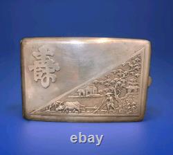 Vintage Solid Silver Cigarette Box Indochina Mid 20th Century