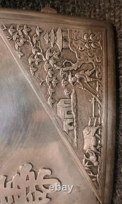 Vintage Solid Silver Cigarette Box Indochina Mid 20th Century