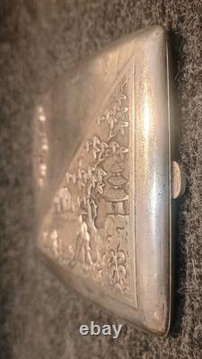 Vintage Solid Silver Cigarette Box Indochina Mid 20th Century