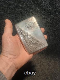 Vintage Solid Silver Cigarette Box Indochina Mid 20th Century