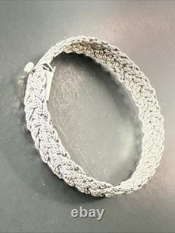Vintage Solid Silver Cuff Bracelet Ethnic Twisted Art Mesh
