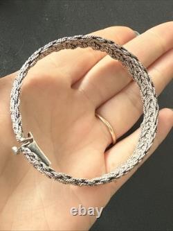 Vintage Solid Silver Cuff Bracelet Ethnic Twisted Art Mesh