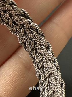 Vintage Solid Silver Cuff Bracelet Ethnic Twisted Art Mesh