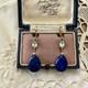 Vintage Solid Silver Earrings With Lapis, Blue Topaz, And Fine Pearl