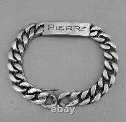 Vintage Solid Silver Figaro Chain Link Gourmette Bracelet 77.2 G