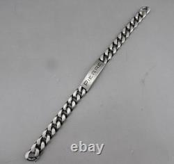 Vintage Solid Silver Figaro Chain Link Gourmette Bracelet 77.2 G