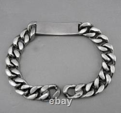 Vintage Solid Silver Figaro Chain Link Gourmette Bracelet 77.2 G