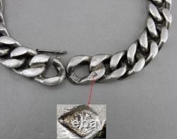 Vintage Solid Silver Figaro Chain Link Gourmette Bracelet 77.2 G