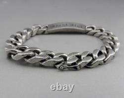 Vintage Solid Silver Figaro Chain Link Gourmette Bracelet 77.2 G