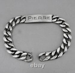 Vintage Solid Silver Figaro Chain Link Gourmette Bracelet 77.2 G