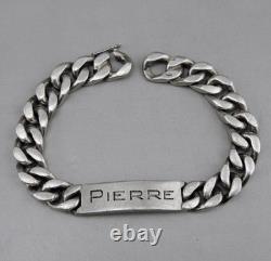 Vintage Solid Silver Figaro Chain Link Gourmette Bracelet 77.2 G