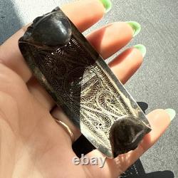 Vintage Solid Silver Gourmette Bracelet Art Nouveau Ethnic Bangle