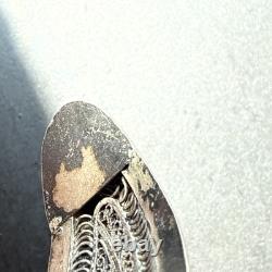 Vintage Solid Silver Gourmette Bracelet Art Nouveau Ethnic Bangle