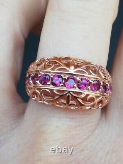 Vintage Solid Silver Vermeil Ring 925 Garnet Designer Band